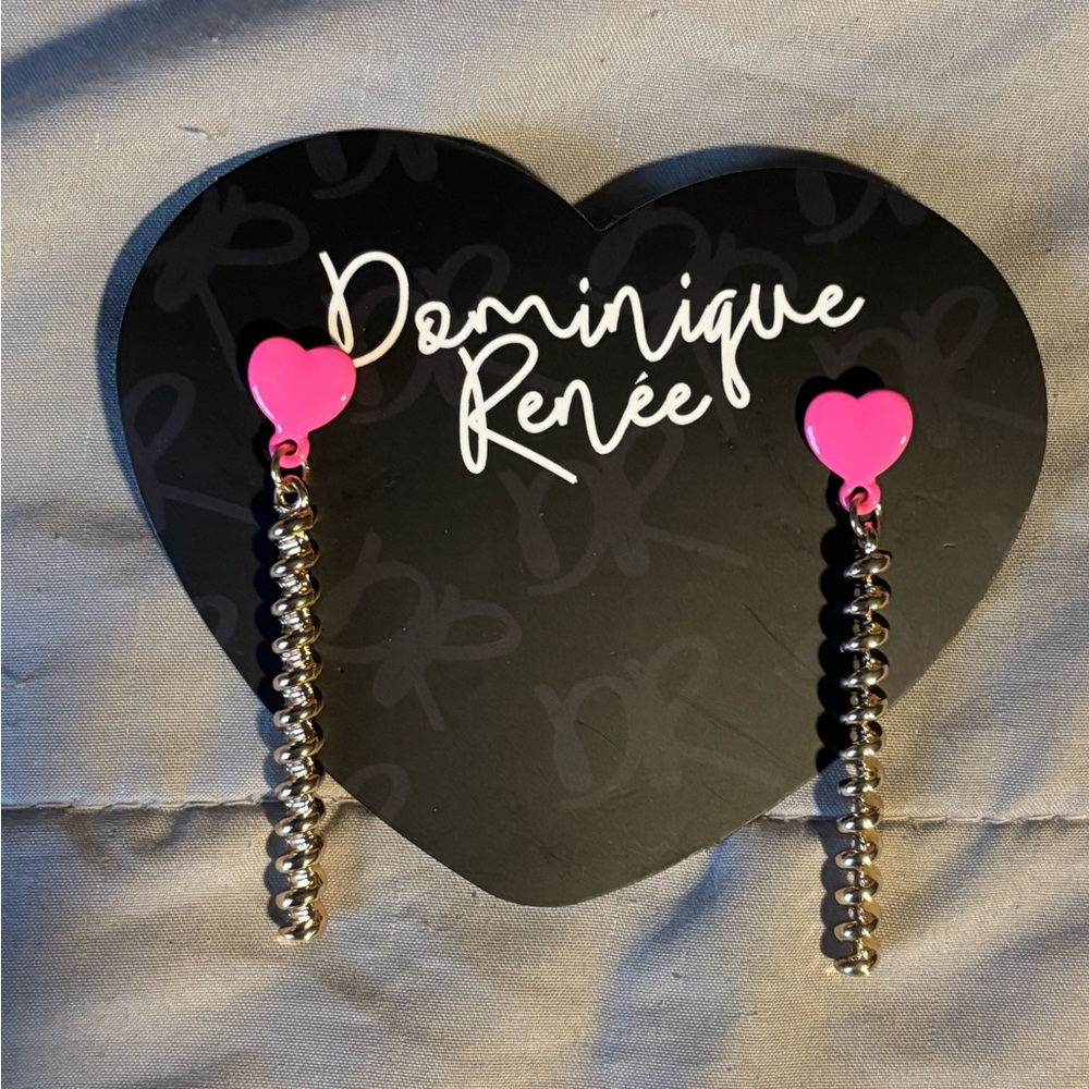 Dominique Renee Pink Heart Earrings